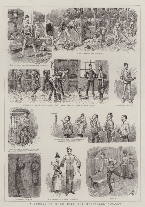 Een zondag thuis met de Household Cavalry door Charles Edwin Fripp