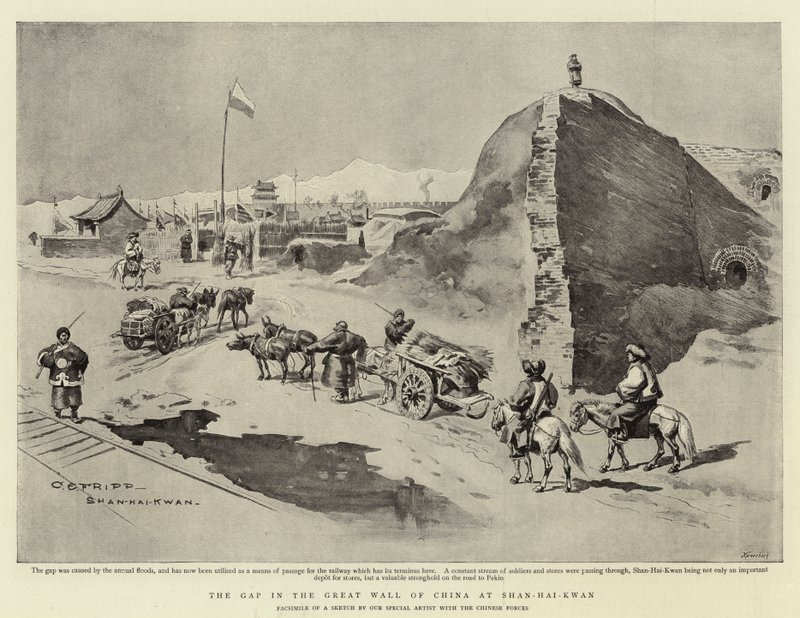 De kloof in de Grote Muur van China bij Shan-Hai-Kwan door Charles Edwin Fripp