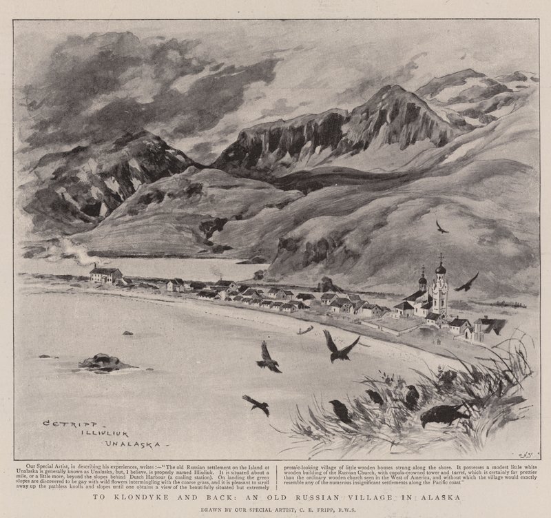 Naar Klondyke en terug, een oud Russisch dorp in Alaska door Charles Edwin Fripp