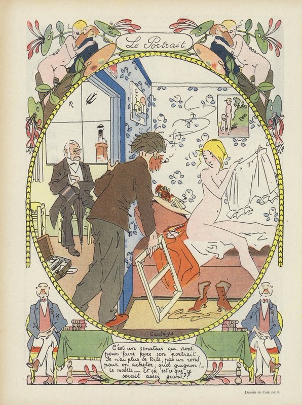 Het portret. Illustratie voor Le Rire door Charles Emile Egli