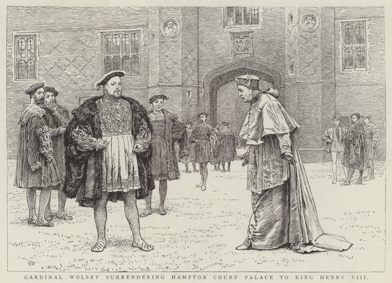 Kardinaal Wolsey geeft Hampton Court Palace over aan Koning Hendrik VIII door Charles Green