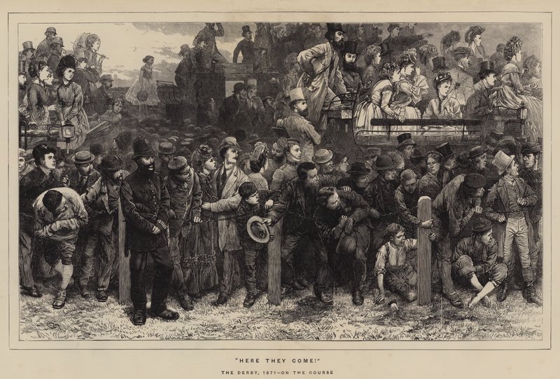 Hier komen ze!, de Derby, 1871, Op de Baan door Charles Green