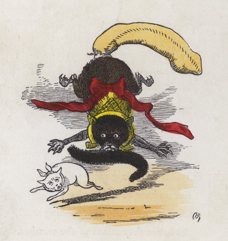Gevecht tussen twee katten door Charles Henry (after) Bennett