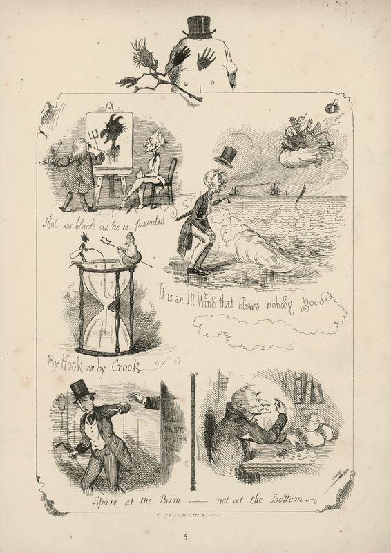 Pagina uit Spreuken met Afbeeldingen door Charles H Bennett door Charles Henry (after) Bennett