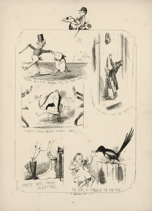 Pagina uit Spreuken met afbeeldingen van Charles H Bennett door Charles Henry (after) Bennett