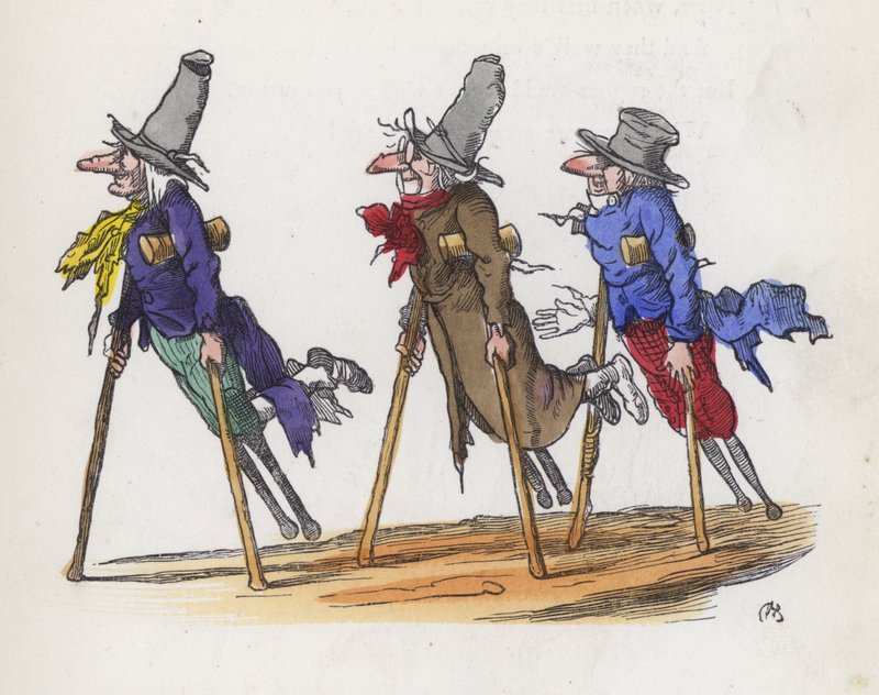 Drie gehandicapte bedelaars door Charles Henry (after) Bennett