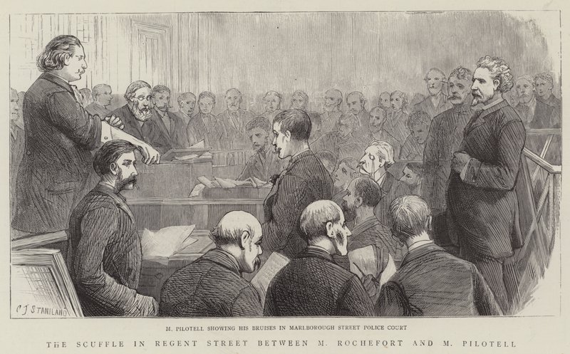 De vechtpartij in Regent Street tussen M Rochefort en M Pilotell door Charles J. Staniland