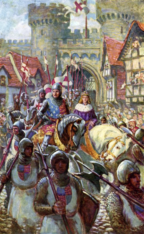 Edward V rijdt Londen binnen met Hertog Richard door Charles John de (after) Lacy