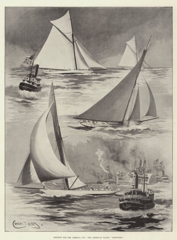 Wedstrijd om de America Cup, de Amerikaanse Jacht, Defender door Charles John de Lacy