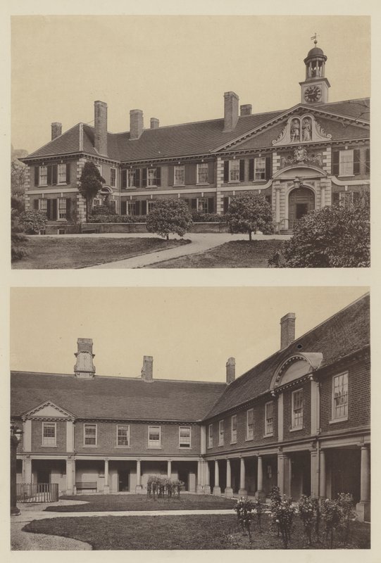 Morden College, Blackheath, Kent, Ingang en Deel van de Binnenplaats door Charles Latham