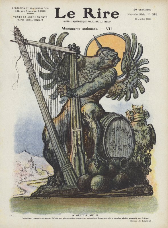 Karikatuur van Kaiser Wilhelm II van Duitsland. Illustratie voor Le Rire door Charles Leandre