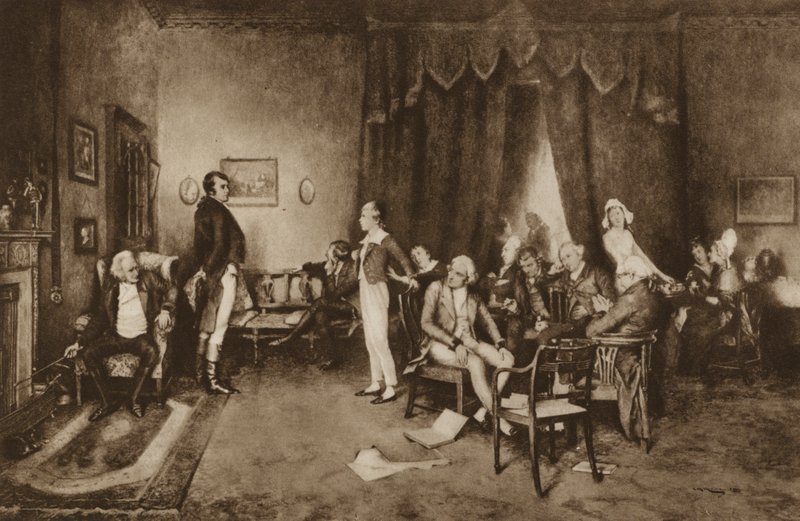 Ontmoeting van Robert Burns en Sir Walter Scott, Edinburgh door Charles Martin (after) Hardie