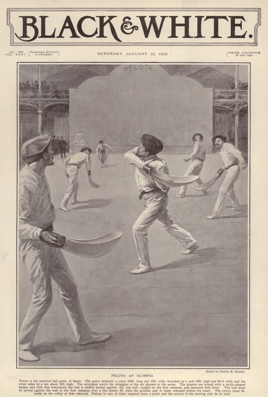 De Baskische sport pelota gespeeld in Olympia, Londen door Charles Mills (after) Sheldon