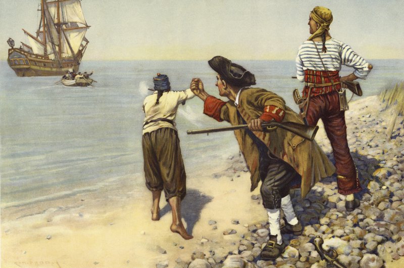 Marooned, een incident in de dagen van de boekaniers (kleurenlitho) door Charles Murray Padday