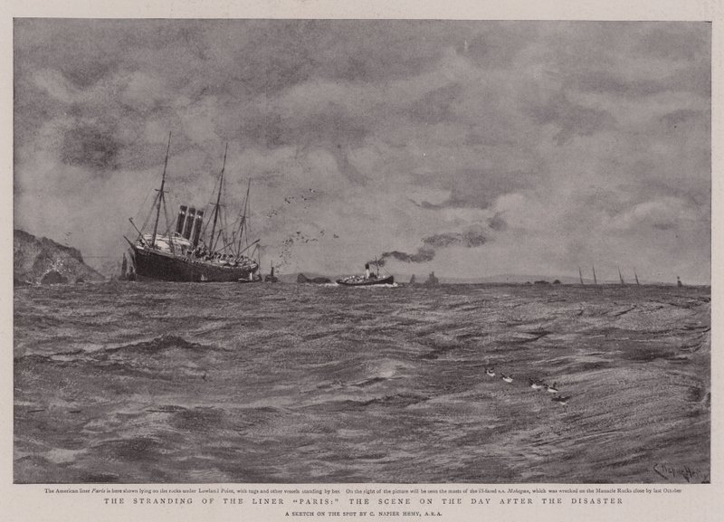Het Stranden van de Liner Paris, het Tafereel op de Dag na de Ramp door Charles Napier Hemy
