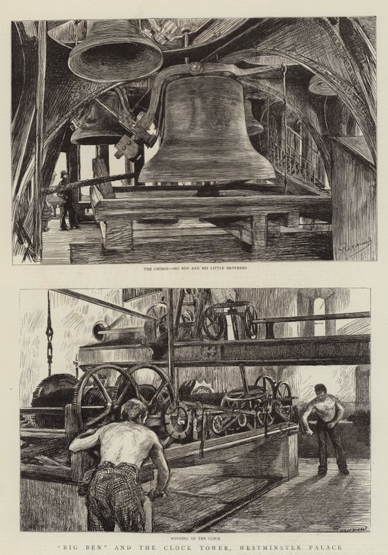 Big Ben en de Klokkentoren, Westminster Palace door Charles Paul Renouard