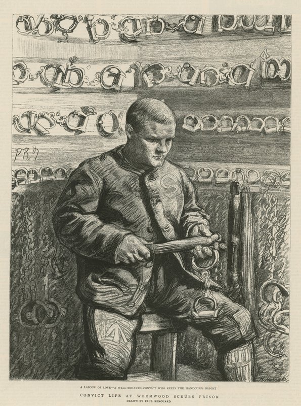 Gevangenisleven in Wormwood Scrubs Prison (gravure) door Charles Paul Renouard