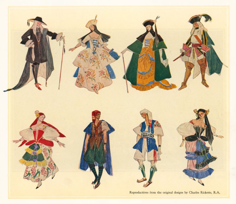 Originele ontwerpen voor The Gondoliers door Charles Ricketts