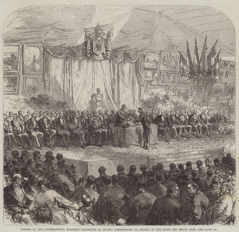 Sluiting van de Internationale Maritieme Tentoonstelling in Havre, Uitreiking van Prijzen in de Salon des Beaux Arts door Sir John Charles Robinson