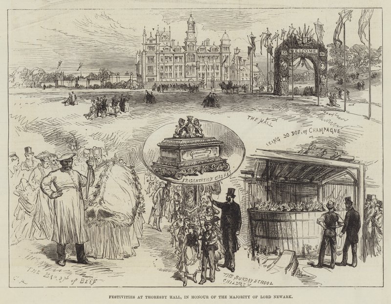 Festiviteiten in Thoresby Hall, ter ere van de meerderjarigheid van Lord Newark door Sir John Charles Robinson