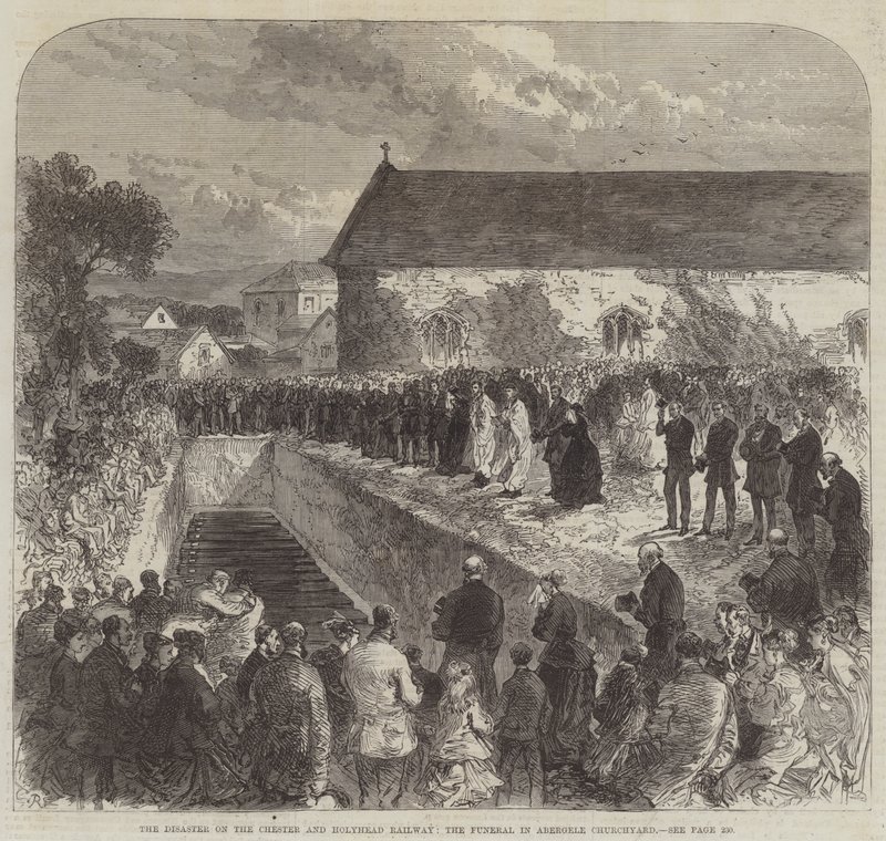 De ramp op de Chester en Holyhead Railway, de begrafenis in Abergele Churchyard door Sir John Charles Robinson