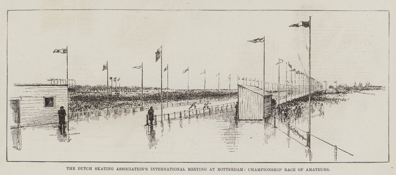 Internationale Bijeenkomst van de Nederlandse Schaatsvereniging in Rotterdam, Kampioenschapsrace van Amateurs door Charles Whymper