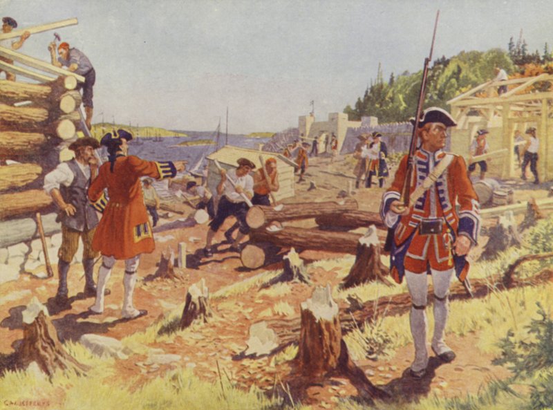 De stichting van Halifax door Charles William (after) Jefferys