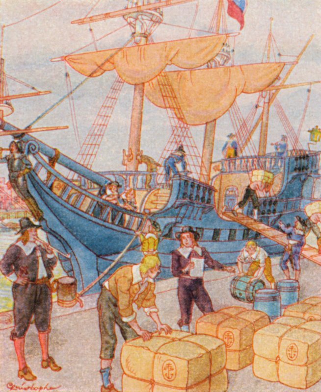 Haven met Tabaksbalen door Christophe (1856 1945)