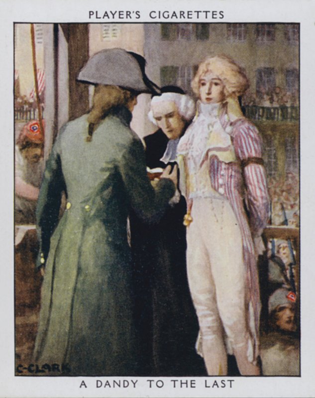 Een Dandy tot het Einde, als Samson, de beul, vraagt of hij de das van de aristocraat mag verwijderen door Christopher (after) Clark