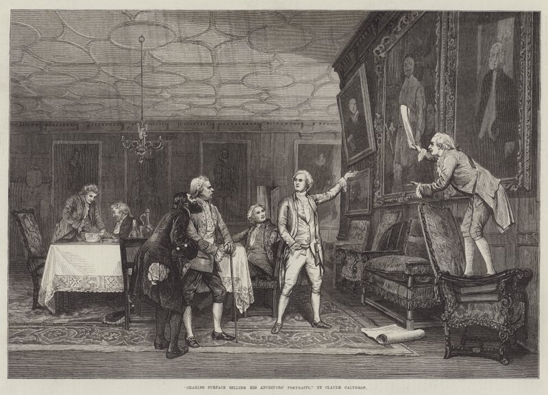 Charles Surface verkoopt de Portretten van zijn Voorouders door Claude Andrew Calthrop