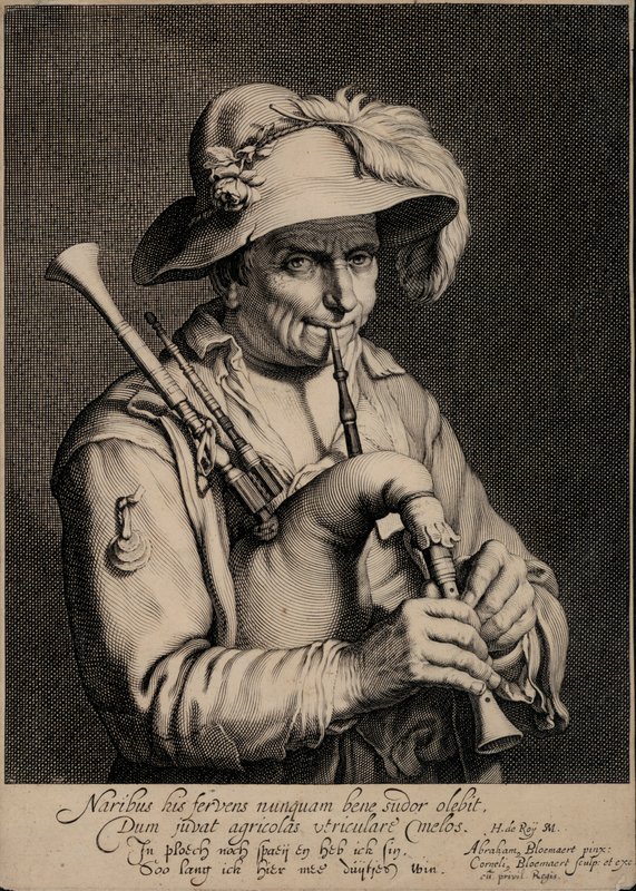 Man die doedelzak speelt door Cornelis Bloemaert