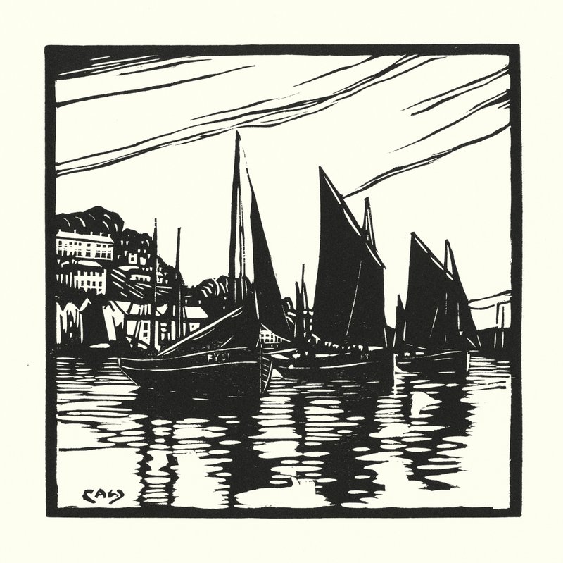 Vissersboten en schuiten: Cornish Drifters, Looe door Cyril A. Wilkinson