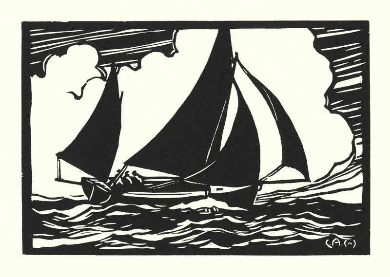 Vissersboten en schuiten: Falmouth Quay Punt door Cyril A. Wilkinson