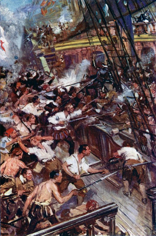 Illustratie voor Westward Ho! door Cyrus Cuneo