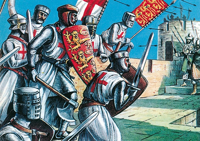 Koning Richard I bestormt de muren van Acre door Dan Escott