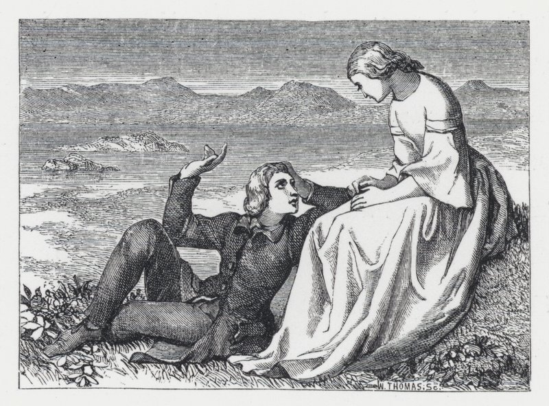 Illustratie voor Tennysons gedicht, De Prinses door Daniel (after) Maclise