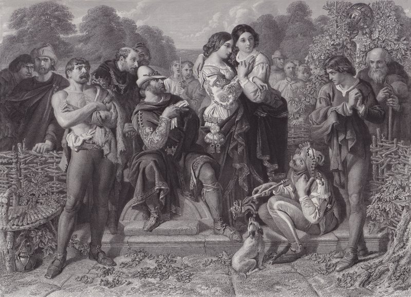 Orlando en de Worstelaar, "Zoals je het leuk vindt" door Daniel (after) Maclise