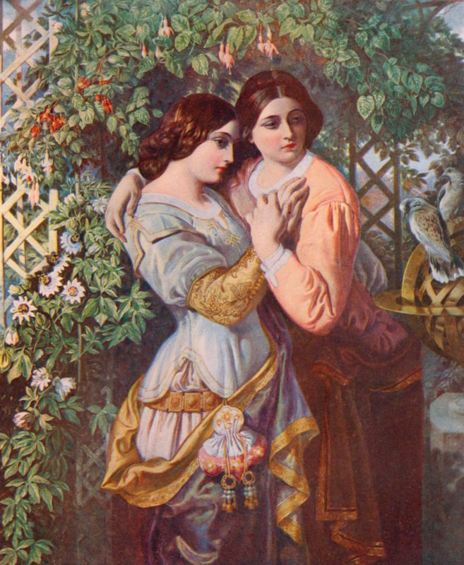 Shakespeare: Celia en Rosalind, Zoals Het U Bevalt, Act I, Scene 3 door Daniel (after) Maclise