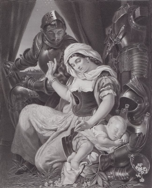 De Wieg van de Krijger door Daniel (after) Maclise