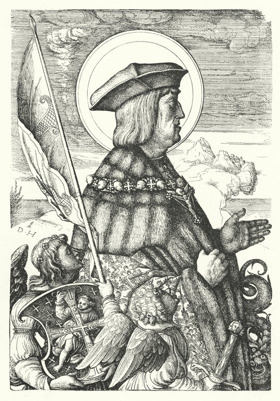 Maximiliaan I, Heilige Roomse Keizer, als Sint Joris door Daniel Hopfer