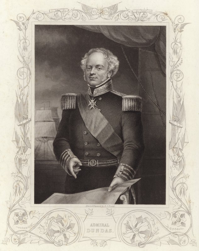 Admiraal Dundas (gravure) door Daniel John. Pound
