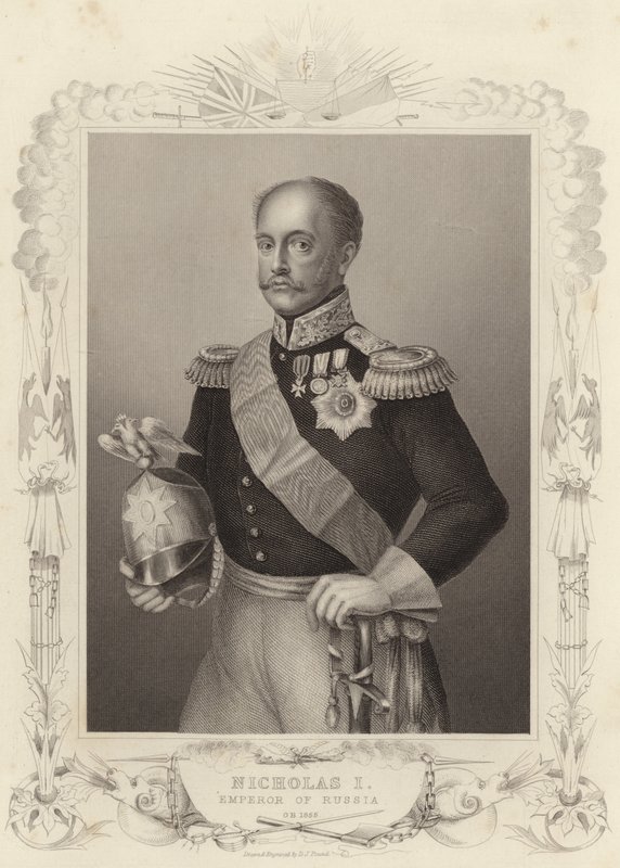 Tsaar Nicolaas I, keizer van Rusland (gravure) door Daniel John. Pound