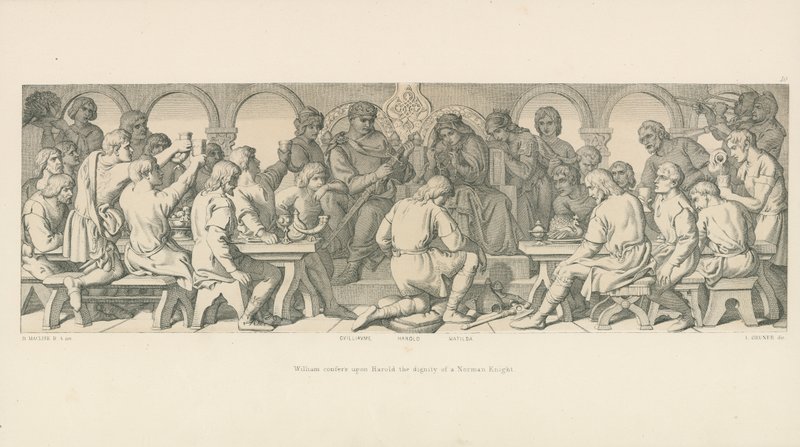 Willem verleent Harold de waardigheid van een Normandische ridder door Daniel Maclise