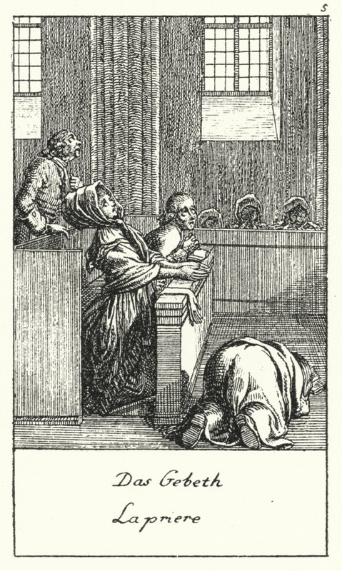 Het Gebed (gravure) door Daniel Nikolaus (after) Chodowiecki
