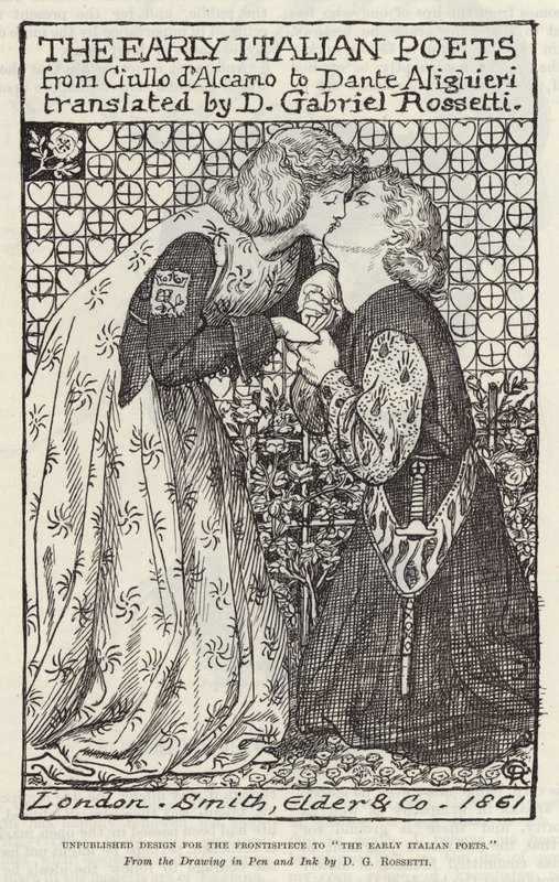 Ongepubliceerd ontwerp voor het frontispice van The Early Italian Poets door Dante Gabriel Charles Rossetti