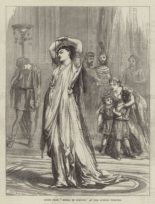 Scène uit Medea in Korinthe, in het Lyceum Theatre door David Henry Friston