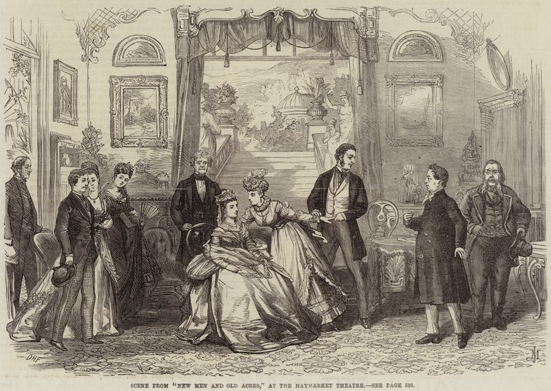 Scène uit Nieuwe Mannen en Oude Akers, in het Haymarket Theatre door David Henry Friston