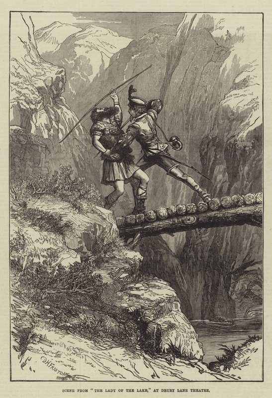 Scène uit The Lady of the Lake, in Drury Lane Theatre door David Henry Friston