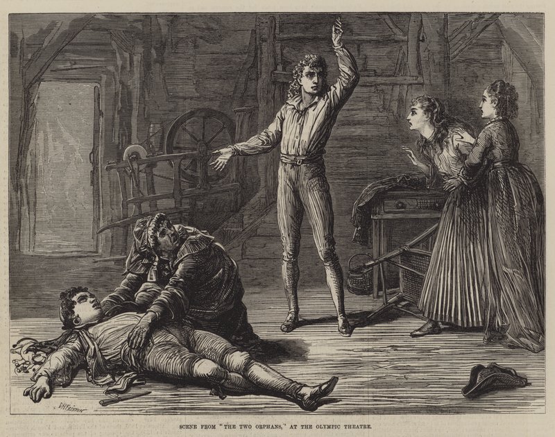 Scène uit The Two Orphans, in het Olympic Theatre door David Henry Friston