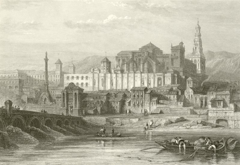 De Grote Moskee en de Alcazar of kerker van de Inquisitie, Cordova door David Roberts